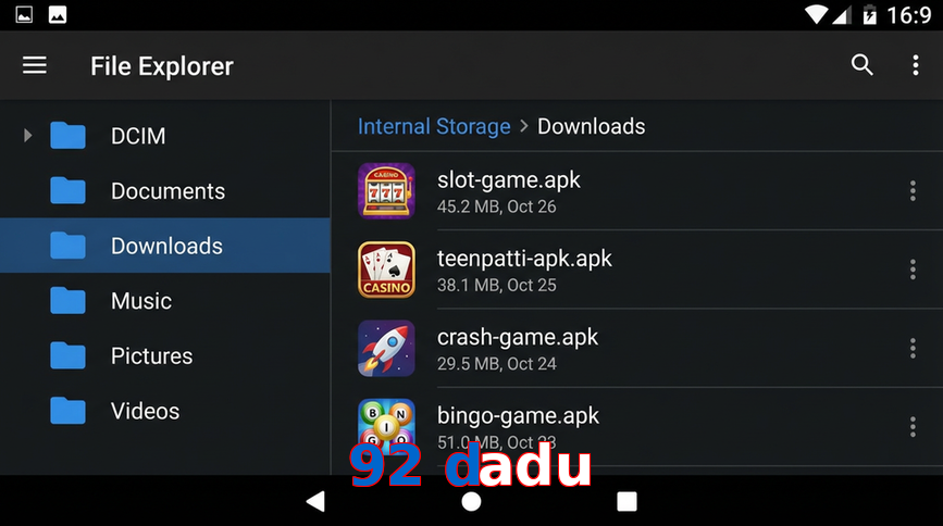 Main screen of 92 Dadu gameapk page for PK players